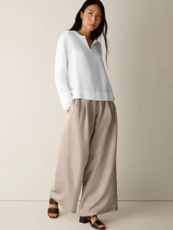 Organic Handkerchief Linen Split Neck Top