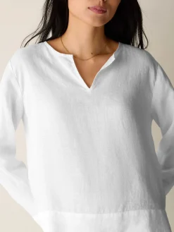 Organic Handkerchief Linen Split Neck Top