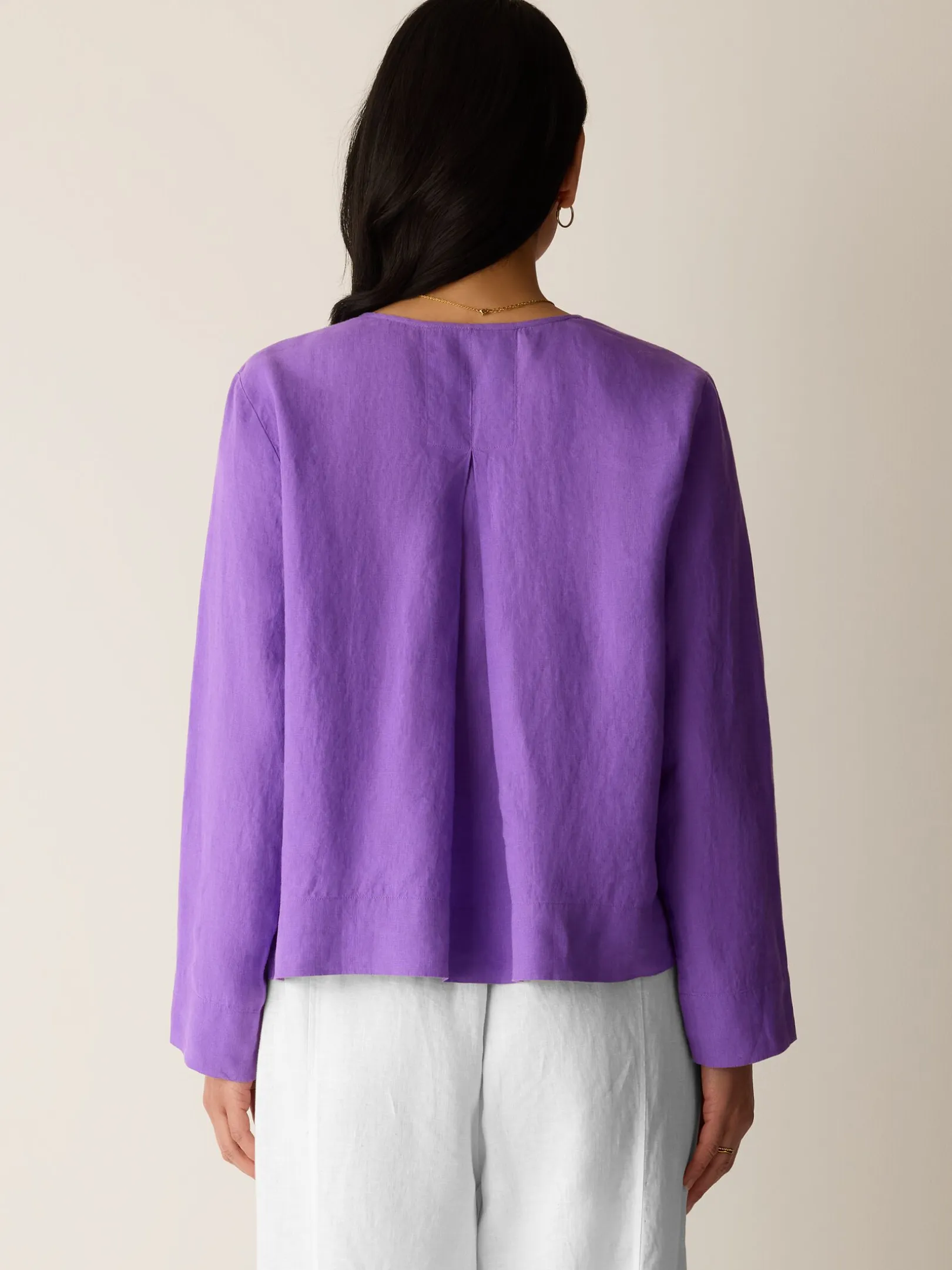Organic Handkerchief Linen Split Neck Top