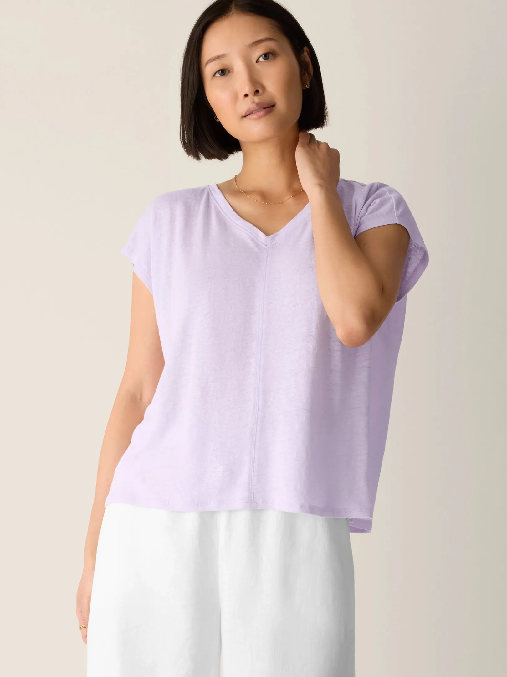 Organic Linen Jersey V-Neck Tee