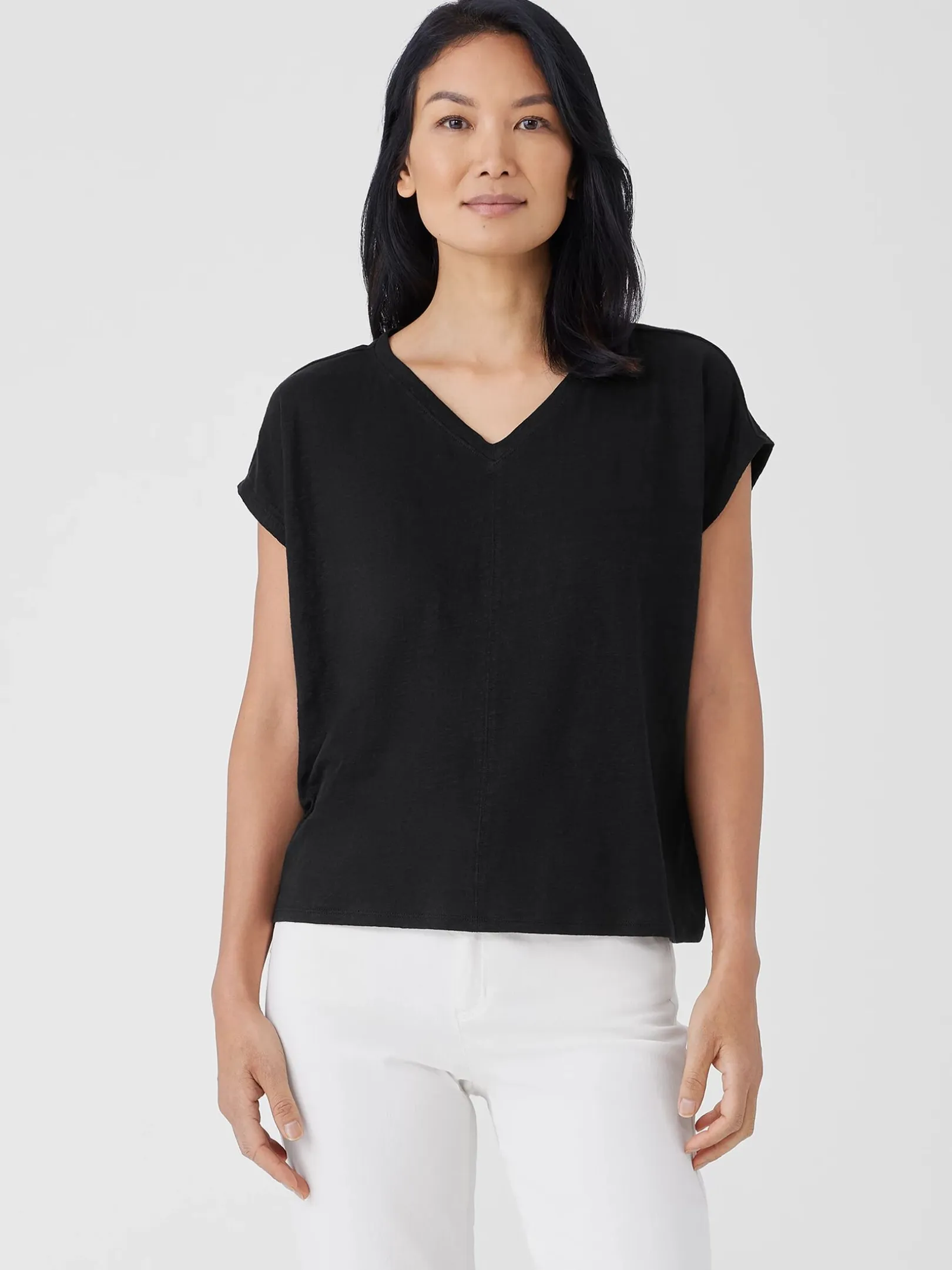 Organic Linen Jersey V-Neck Tee