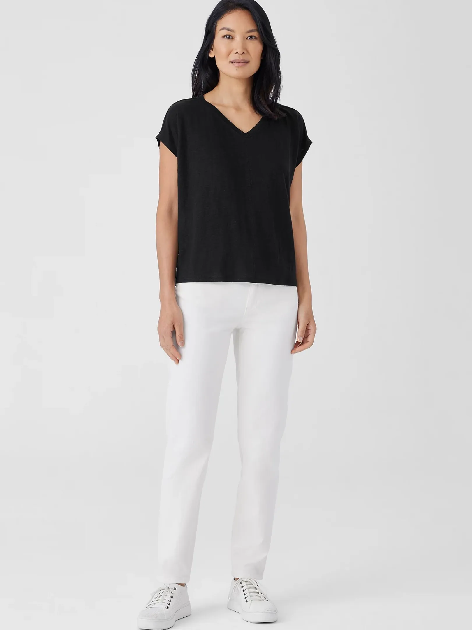Organic Linen Jersey V-Neck Tee