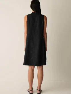 Organic Linen Split Neck Dress