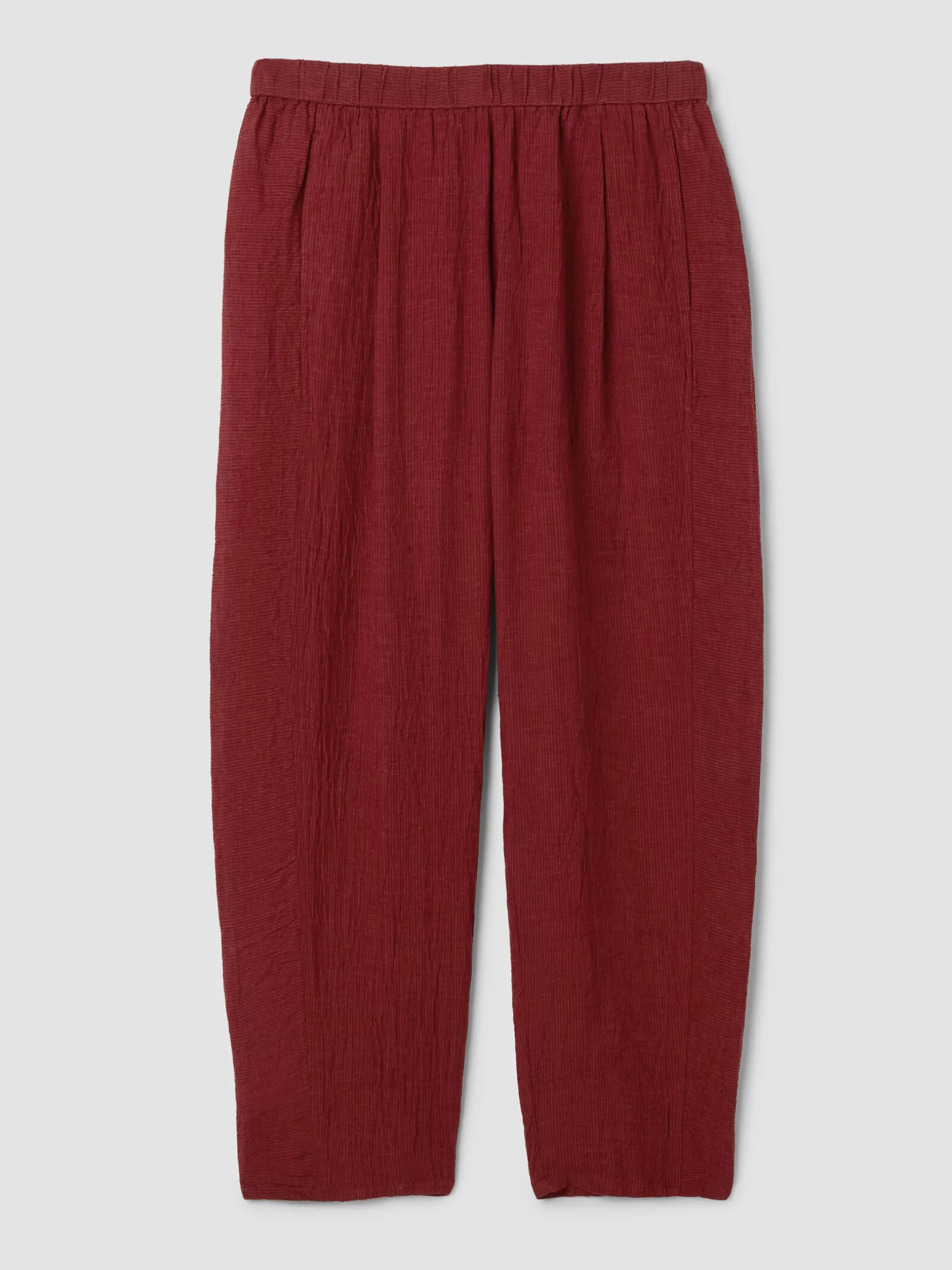 Puckered Organic Linen Stripe Lantern Pant