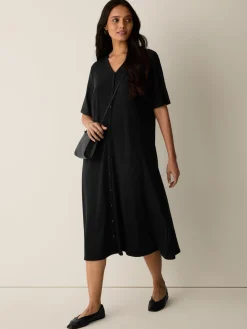 Ribbed Knit V-Neck Dress