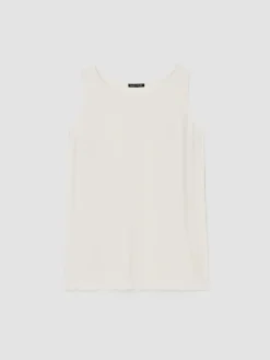 Silk Georgette Crepe Ballet Neck Long Tank