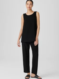 Silk Georgette CrepeBallet Neck Long Tank