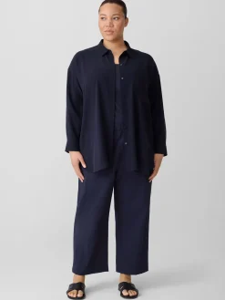 Silk Georgette CrepeClassic Collar Long Shirt