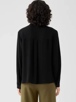 Silk Georgette Crepe Classic Collar Shirt