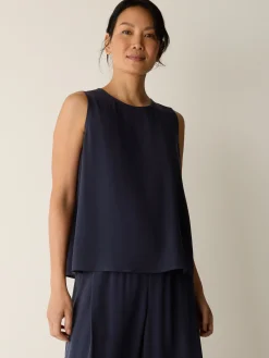 Silk Georgette Crepe Round Neck Tank
