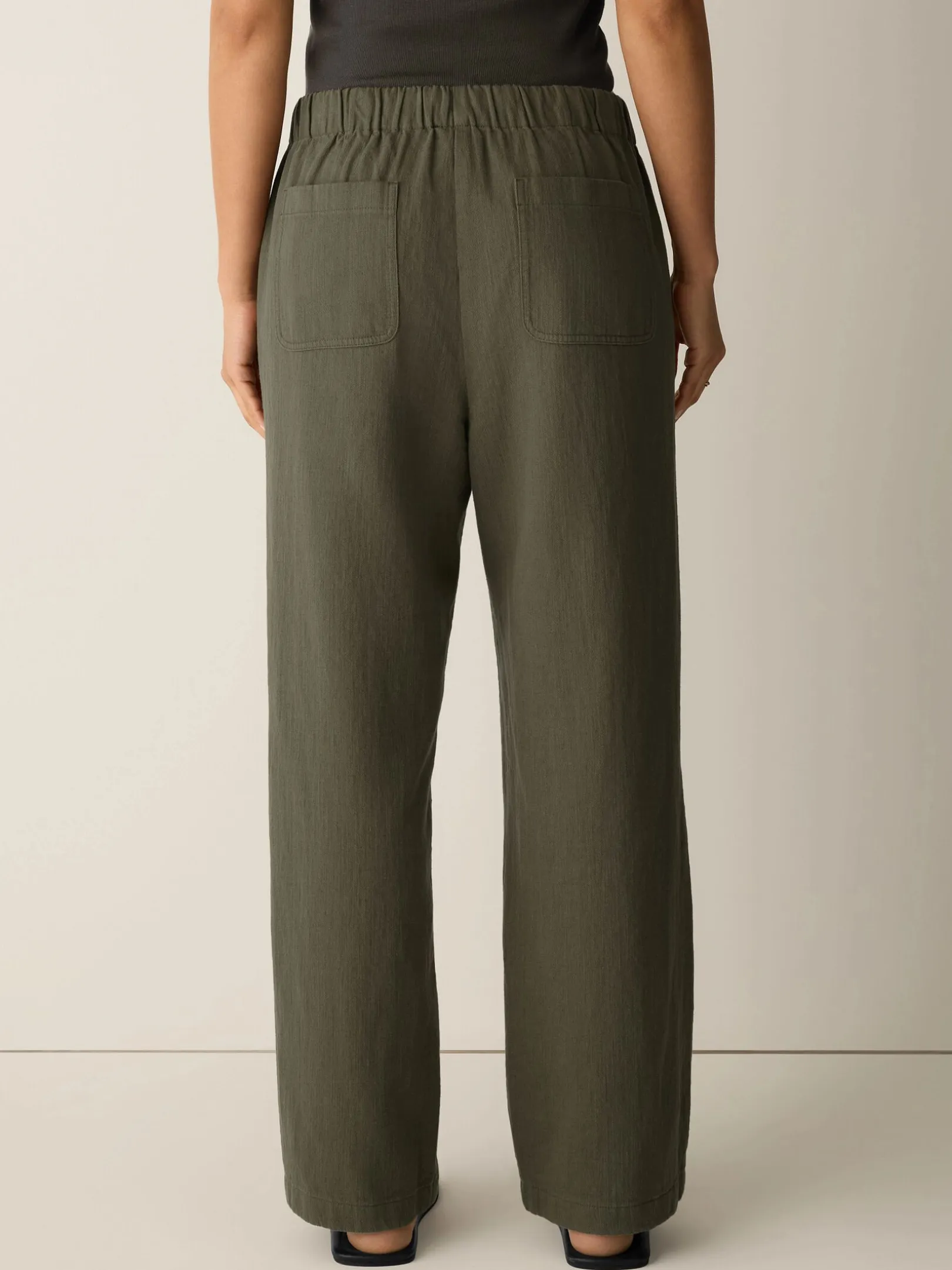 Slubby Organic Cotton Linen Full-Length Straight Pant