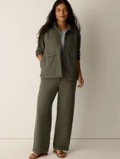 Slubby Organic Cotton Linen High Collar Jacket