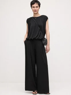 Stretch Jersey Knit Full-Length Wide Pant