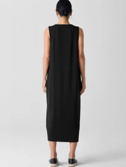 Stretch Jersey Knit Round Neck Dress