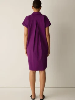Stretch Organic Cotton Poplin Notch Collar Dress