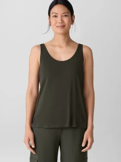Stretch Silk Jersey Scoop Neck Tank
