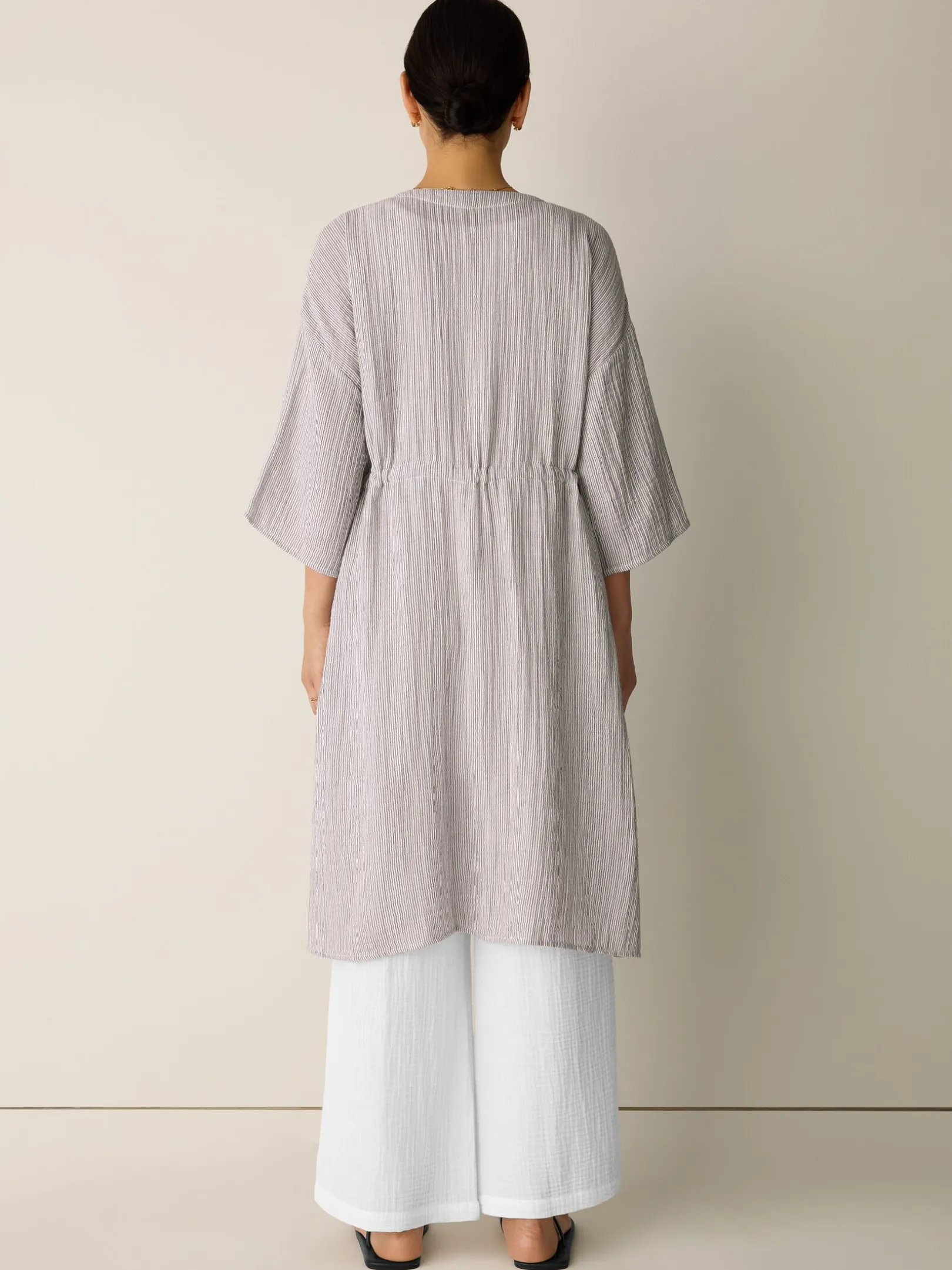 Striped Organic Cotton Gauze Caftan