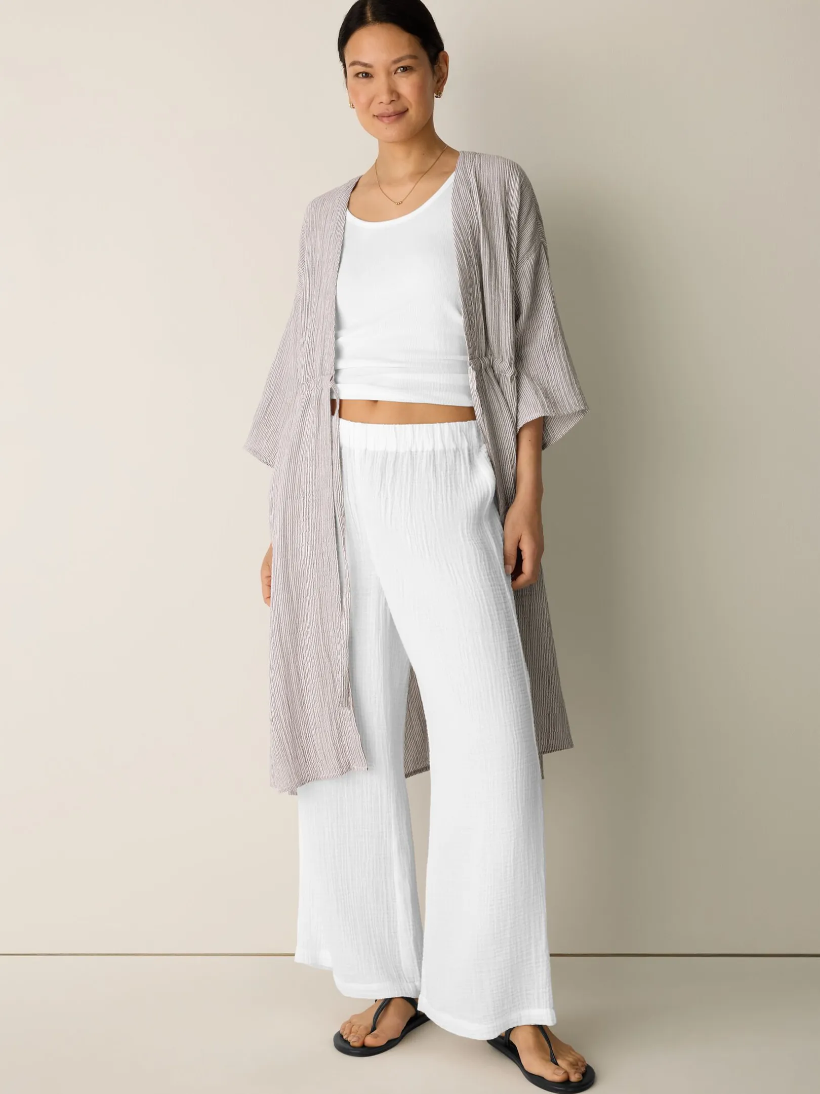 Striped Organic Cotton Gauze Caftan