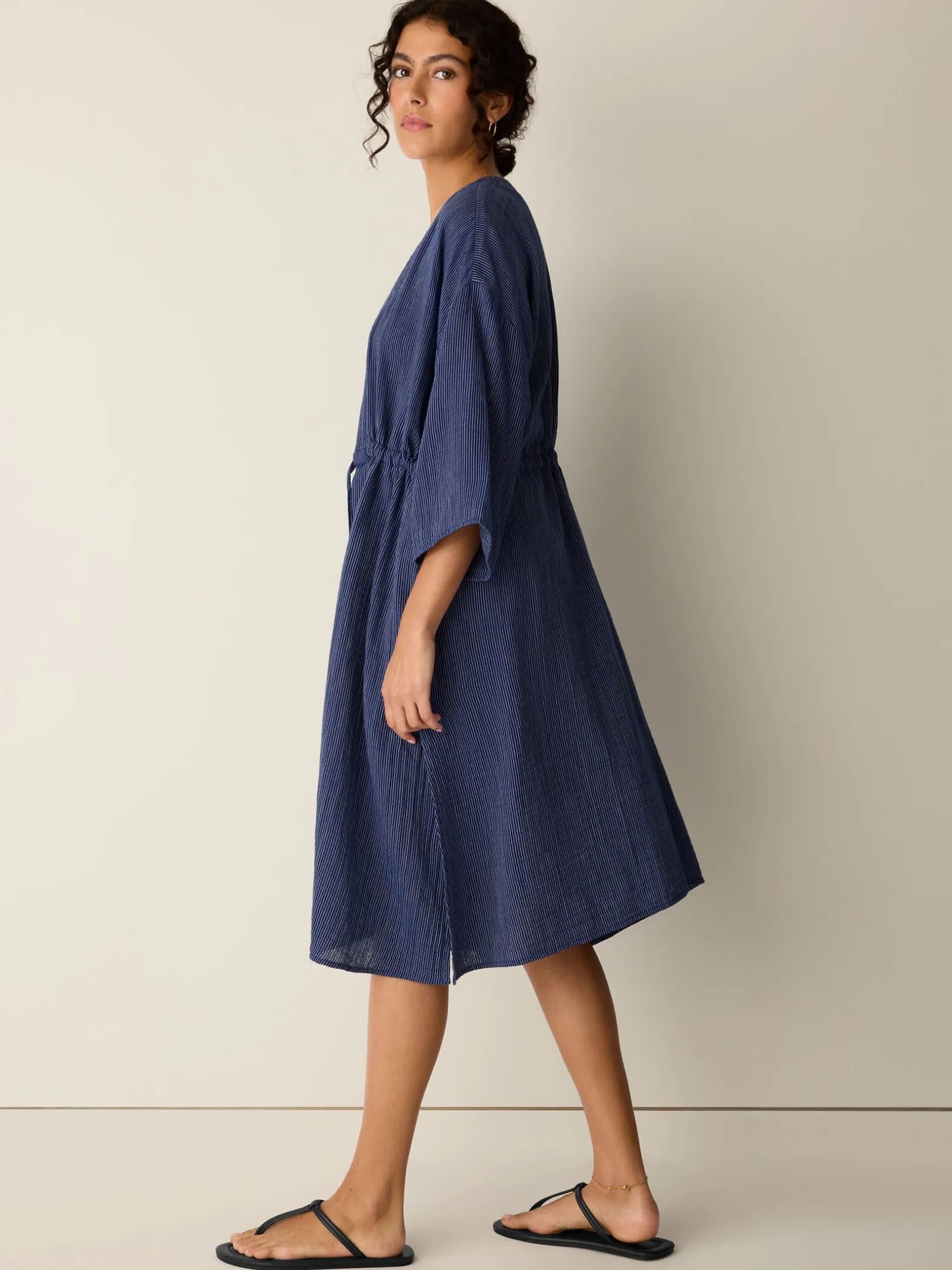 Striped Organic Cotton Gauze Caftan