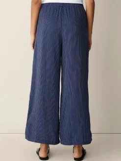 Striped Organic Cotton Gauze Wide-Leg Pant