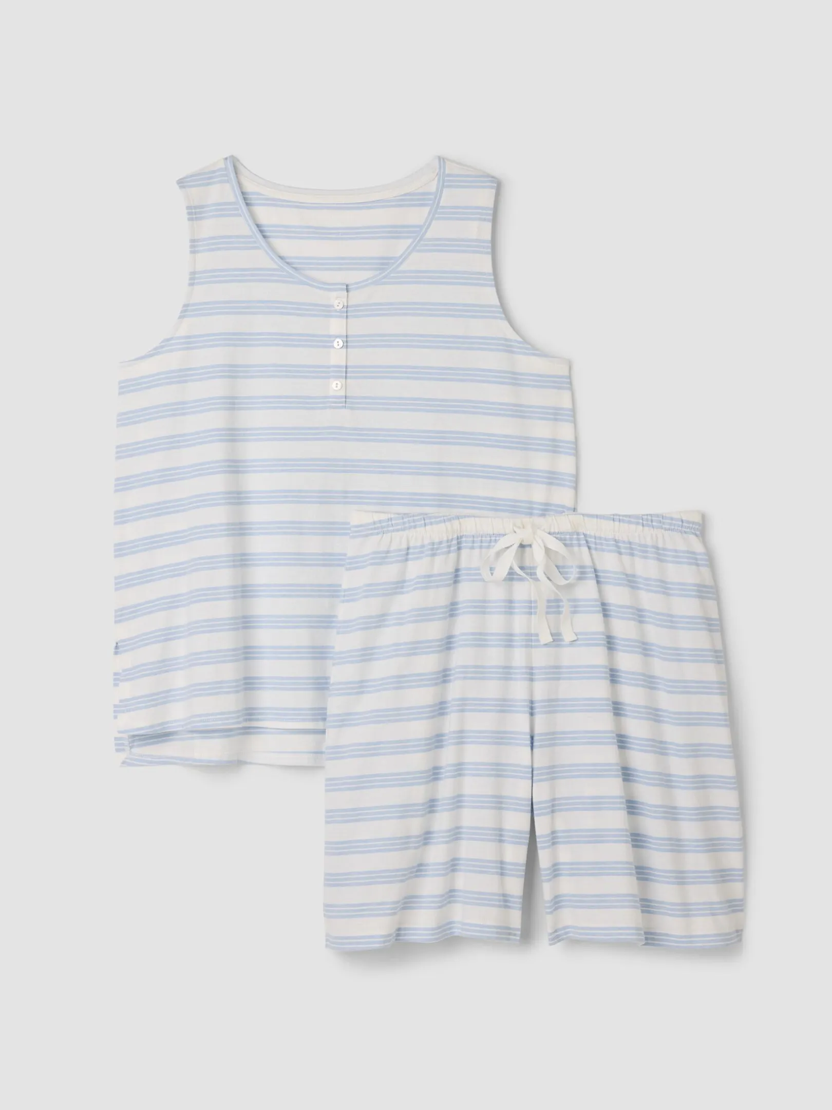 Striped Organic Cotton Jersey Sleep Set