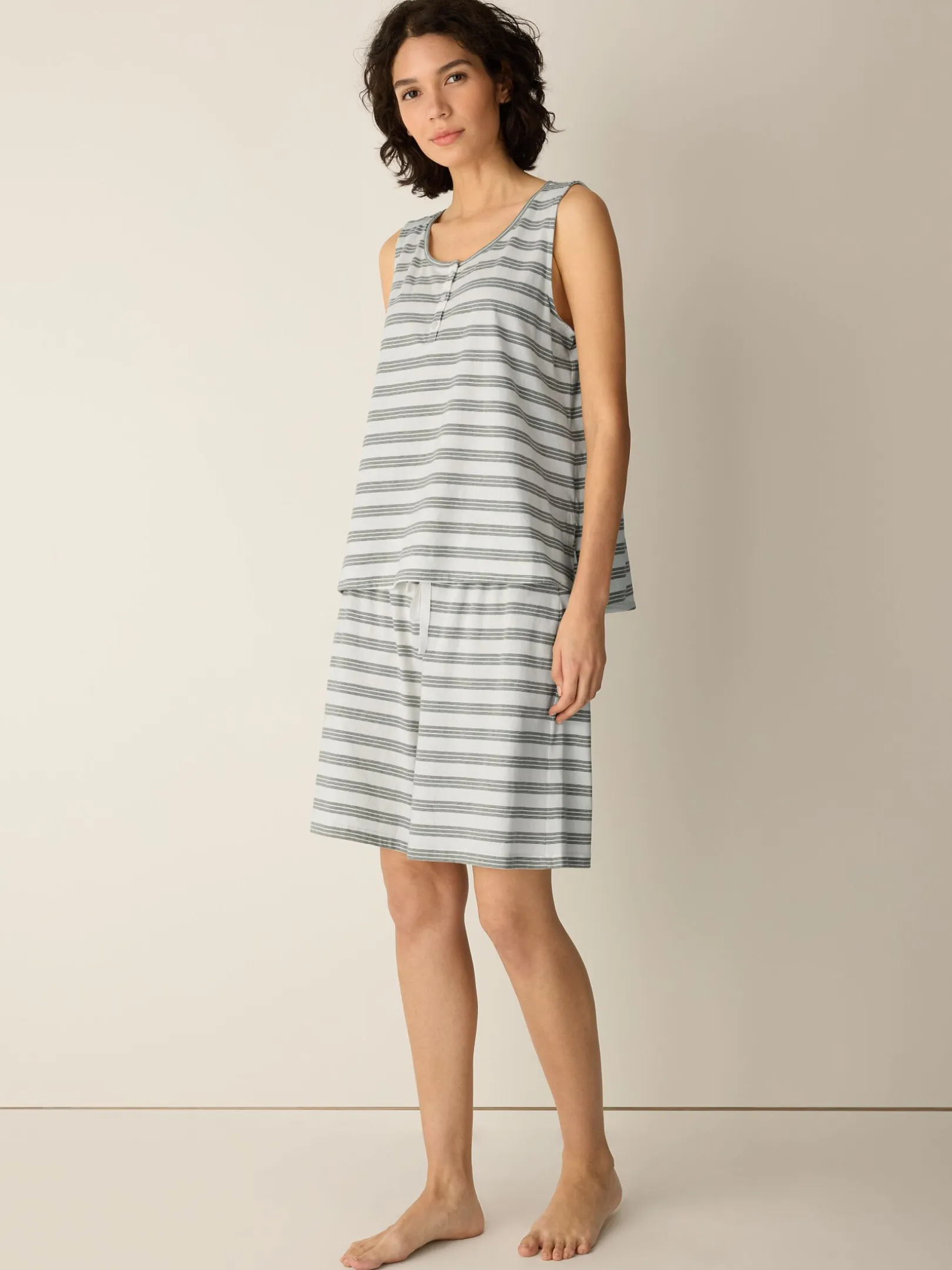Striped Organic Cotton Jersey Sleep Set