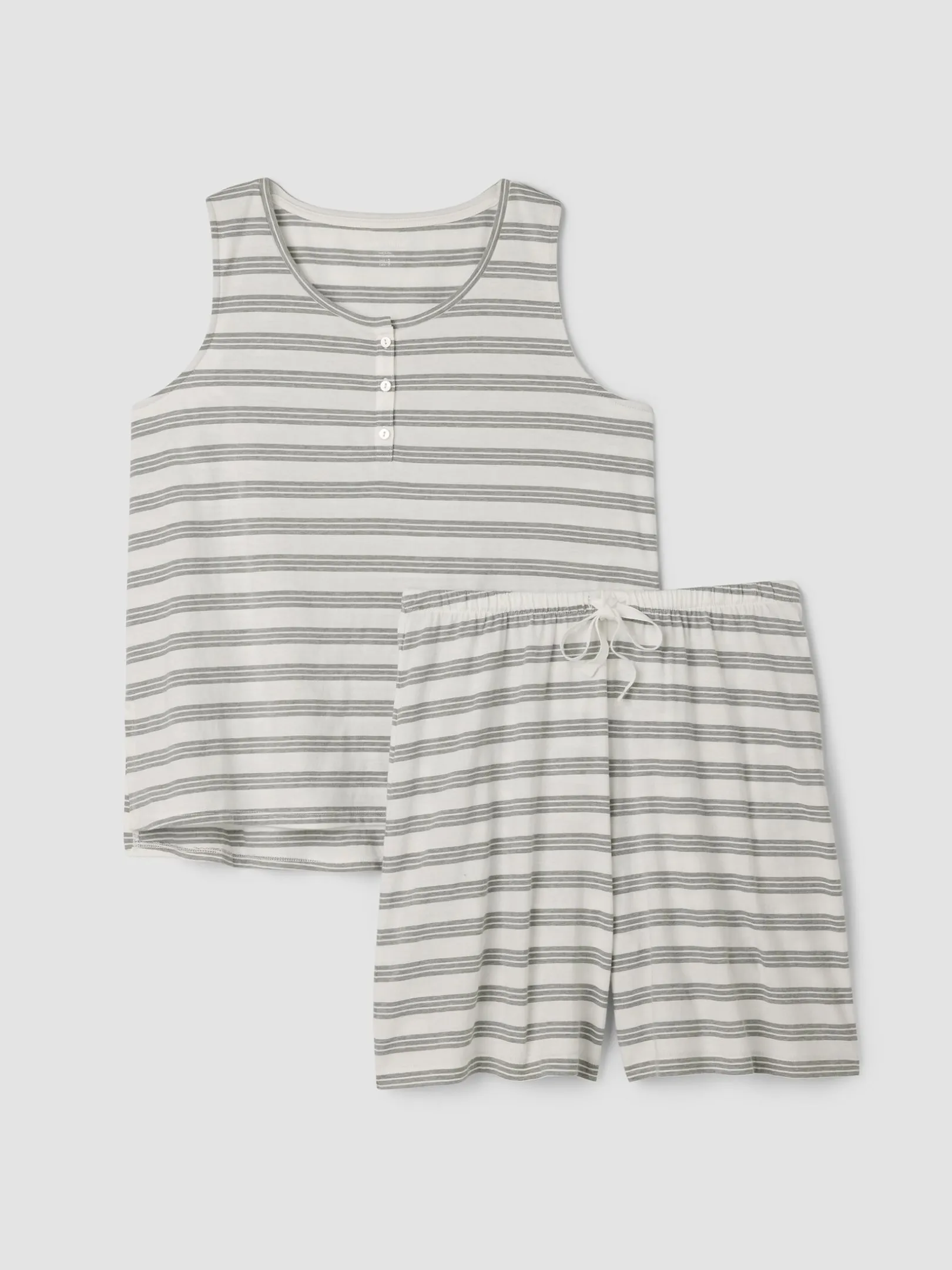 Striped Organic Cotton Jersey Sleep Set
