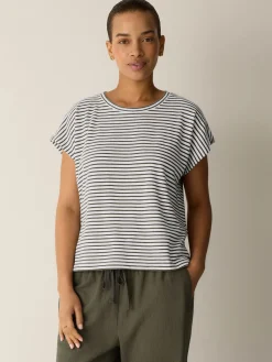 Striped Organic Cotton Slub Crew Neck Tee