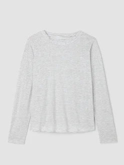 Striped Organic Linen Jersey Long-Sleeve Tee