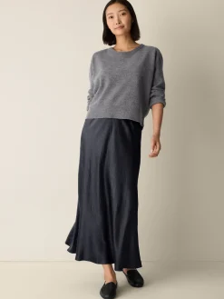 Textured Satin Slip Skirt