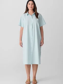 Washed Organic Cotton Poplin Classic Collar Shirtdress