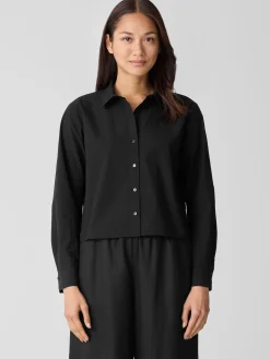 Washed Organic Cotton Poplin Classic Collar Short Shirt