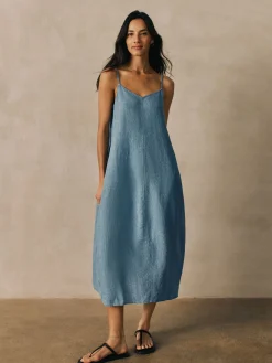 Washed Organic Linen Délavé Lantern Dress