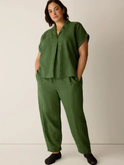 Washed Organic Linen Délavé Lantern Pant